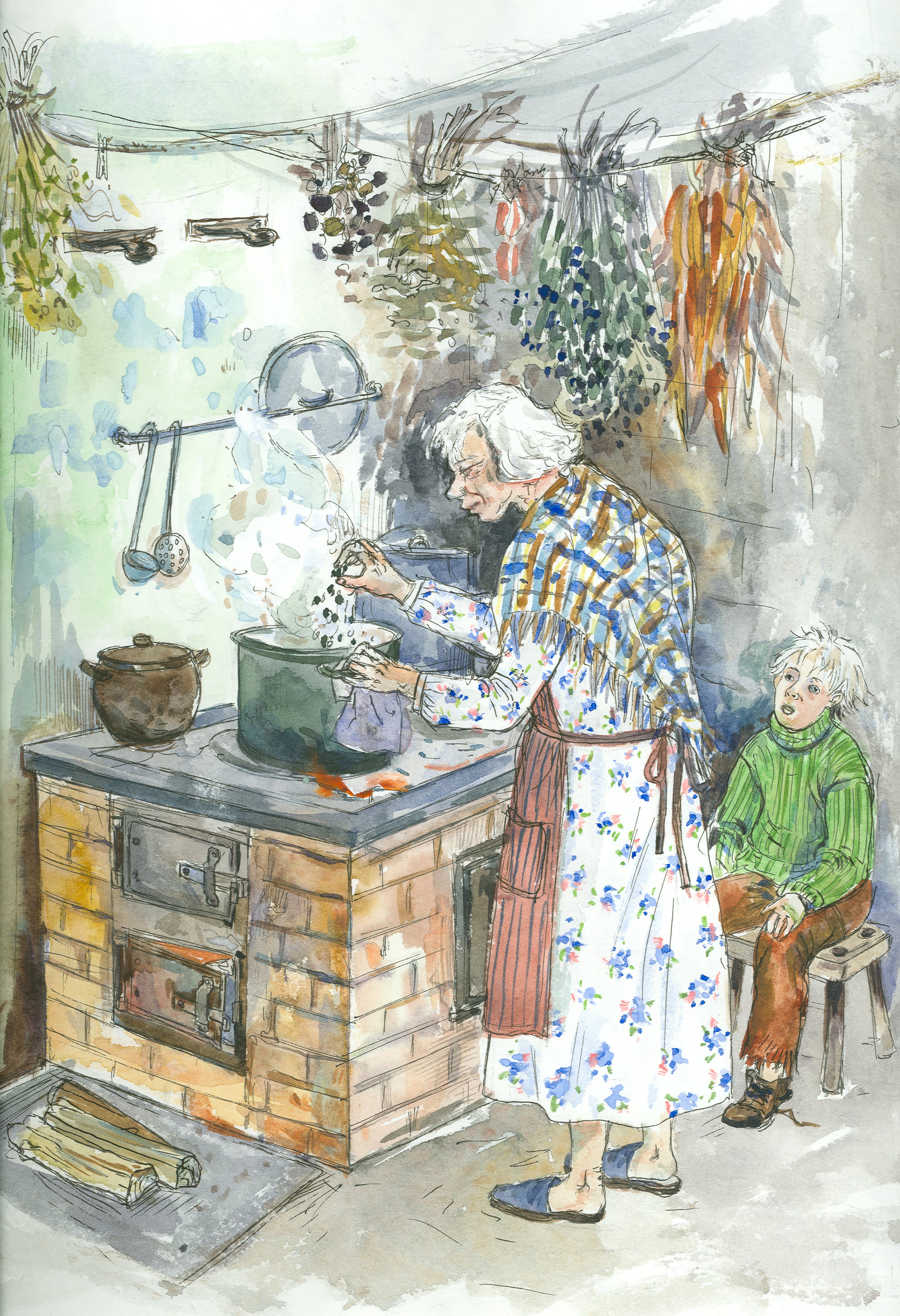 Juhani Püttsepp. „Veskitont Niglas”, Ilmamaa, 2001, segatehnika (akvarell, sulejoonistus)